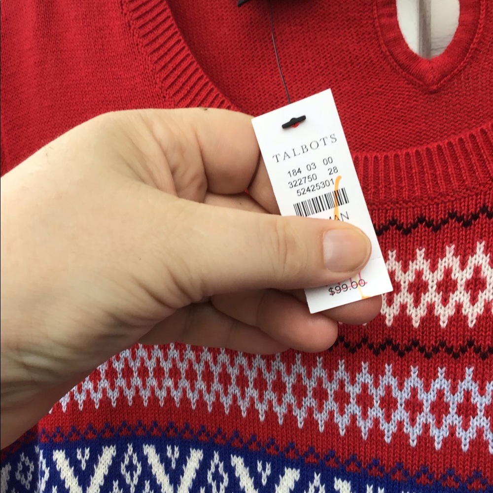 NWT Talbots Cute Red White Blues Patterned Stripes - Picture 4 of 7